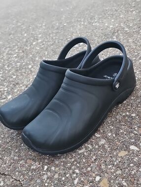 Anywhere Women's Black Slip-On Clog with Backstrap 8 Nursing Healthcare Work 7